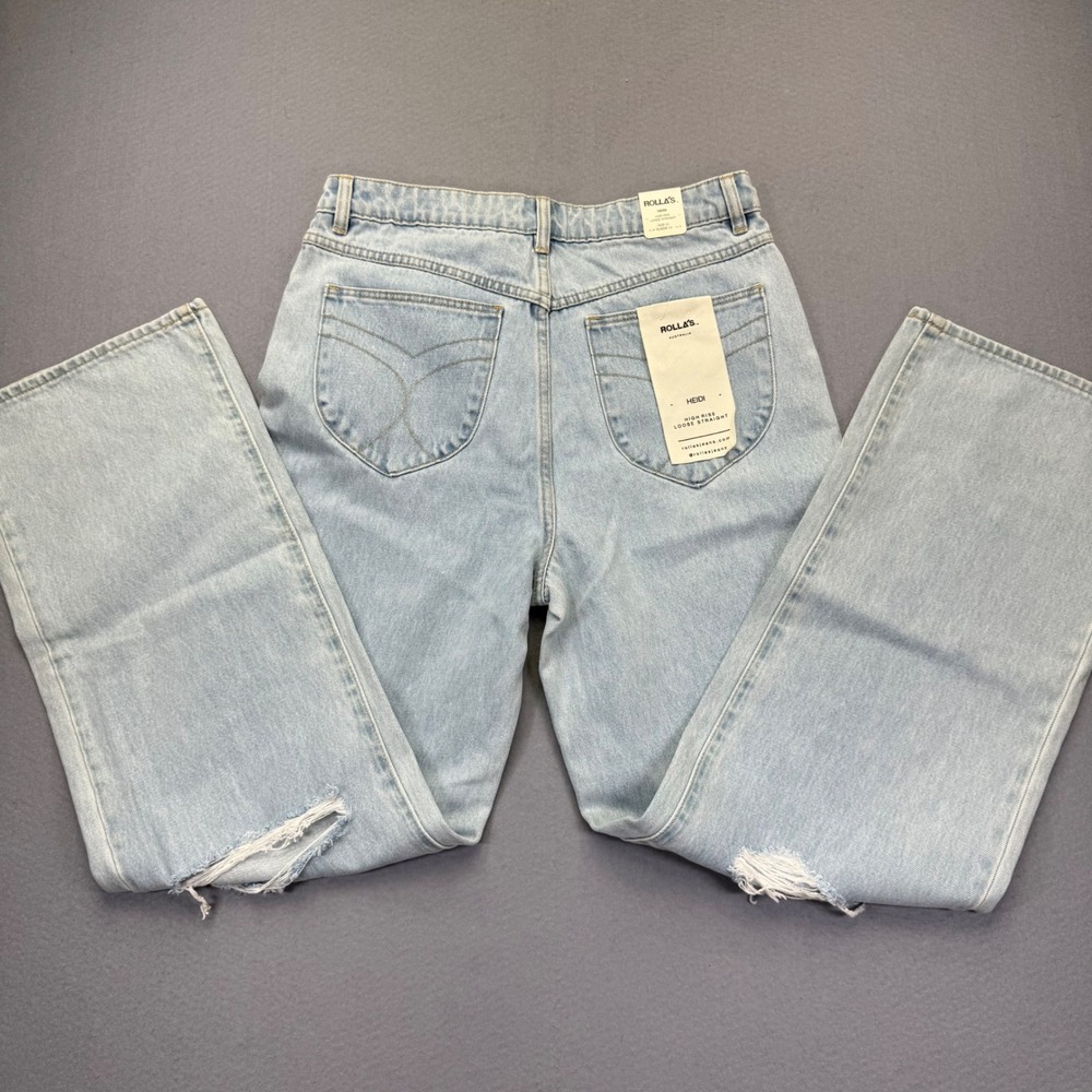 Rollas Heidi Loose Straight High Rise Distressed Jeans Jean Holic 14208 Size 31